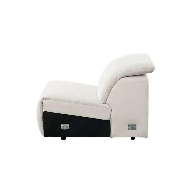 Harmony Armless Unit - Pearl River (Scratch Resistant) - 8 - Luxurious beige recliner with black accent, ergonomic design
