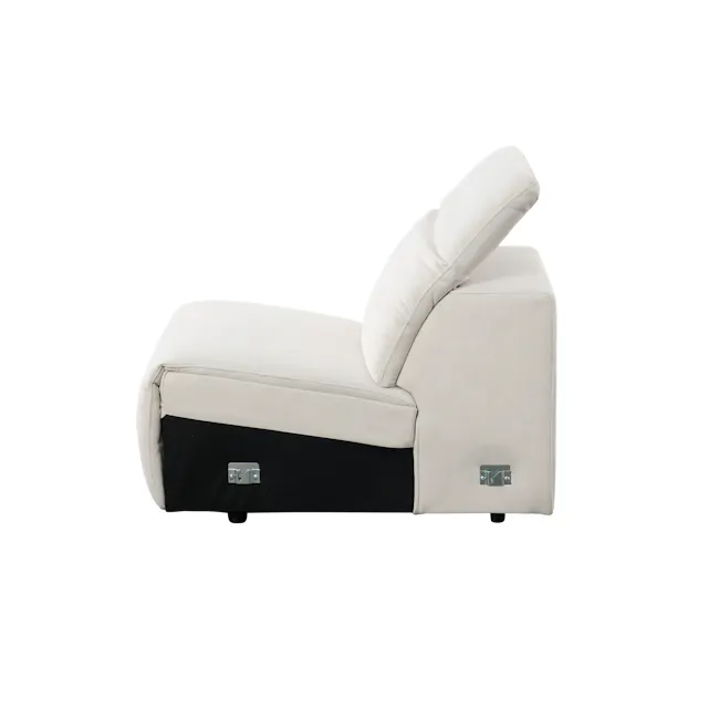 Harmony Armless Unit - Pearl River (Scratch Resistant) - 9 - Luxurious beige recliner with black accent, modern design