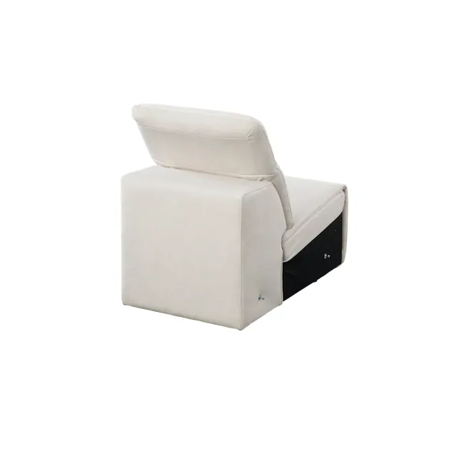 Harmony Armless Unit - Pearl River (Scratch Resistant) - 7 - Cream upholstered armchair, minimalist design, soft fabric