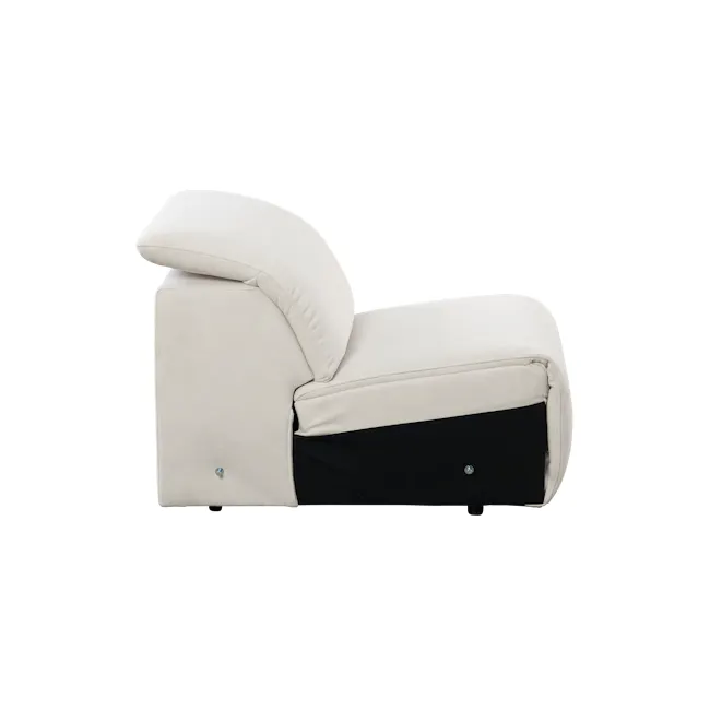 Harmony Armless Unit - Pearl River (Scratch Resistant) - 4 - Cream upholstered sofa, black accent, minimalist design, soft