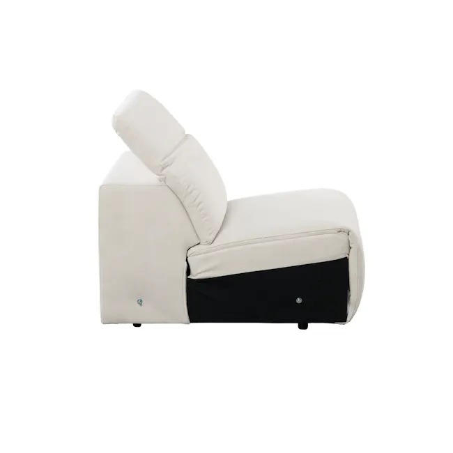 Harmony Armless Unit - Pearl River (Scratch Resistant) - 5 - Cream upholstered sofa, black accent, minimalist design, soft