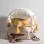 Elly Knitted Cushion with Tassels - Mustard - 2