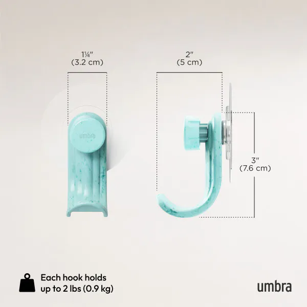 Dimensions and/or measurements for Nami Adhesive Hook Set of 3 - Ocean Blue