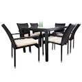 Boulevard Outdoor Dining Set with 6 Chair - White Cushion