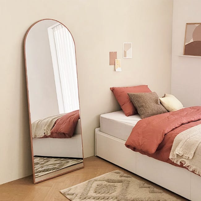 (As-is) Lindsey Arched Frameless Standing Mirror 60cm - Maple Oak - 2 - 10