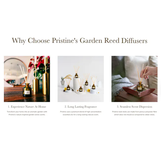 Pristine Aroma Reed Diffuser 50ml - Lemongrass (Garden Scent) - 9 - Nature-inspired garden experience, Long-lasting