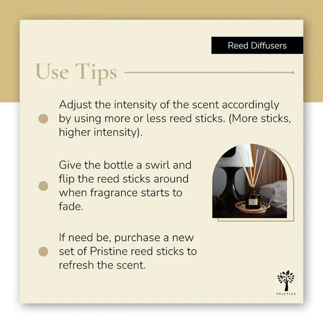 Pristine Aroma Reed Diffuser 50ml - Lemongrass (Garden Scent) - 5 - Adjust intensity of scent, use more or less reed
