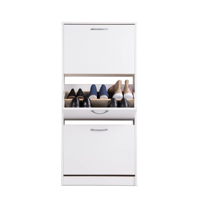 Anja 3-Door Shoe Cabinet - White - 4