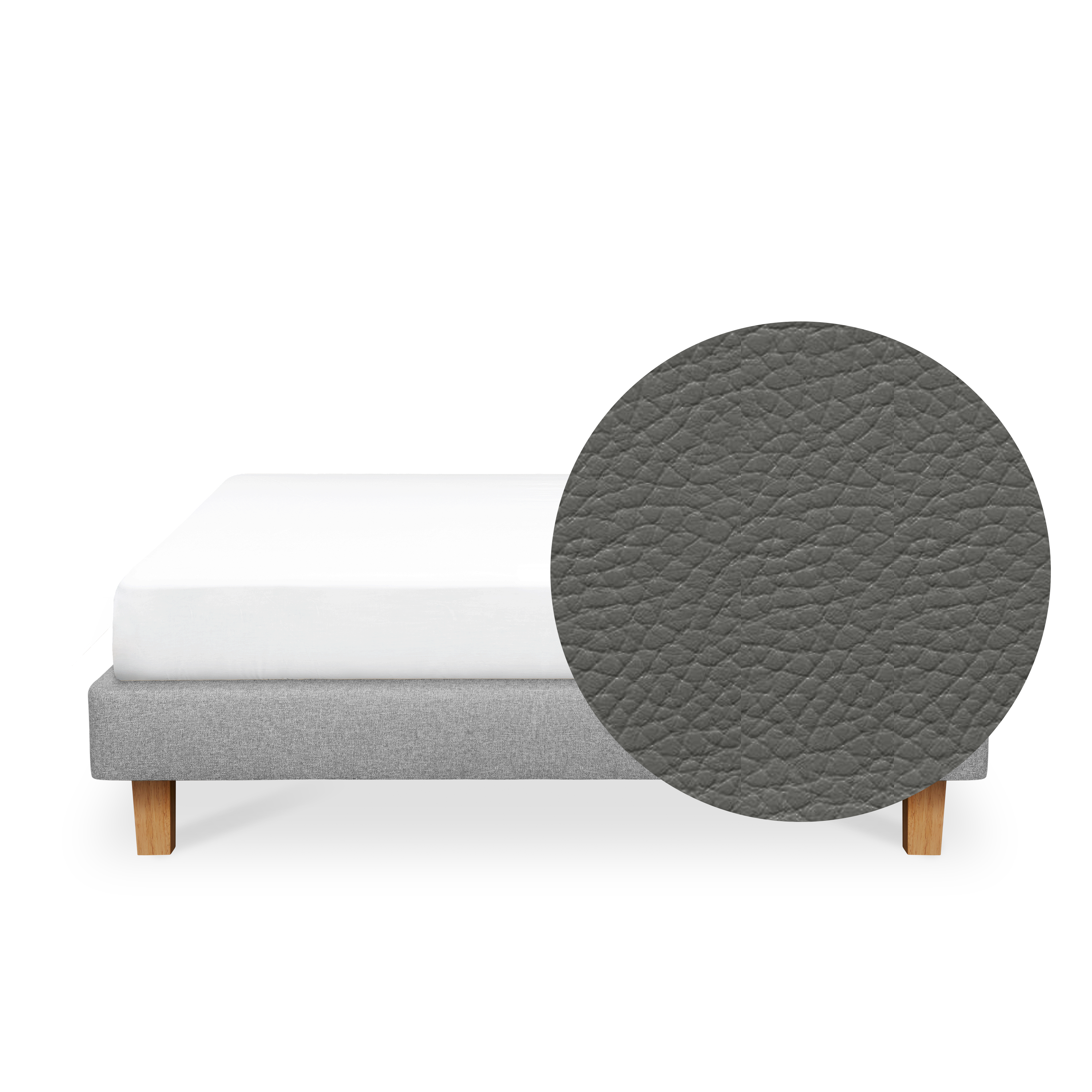 ESSENTIALS Queen Divan Bed - Stone (Faux leather)