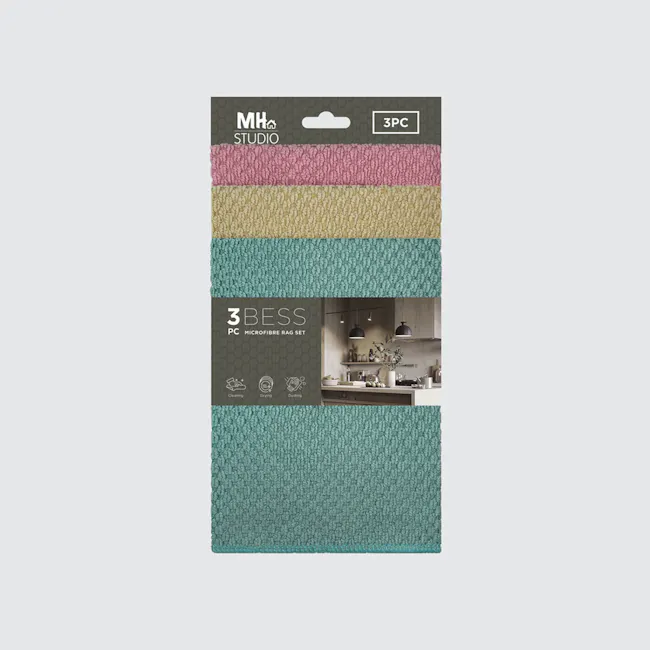 Milton Home Kitchen Microfiber Square Towel (3 Pieces) - Pastel - 3