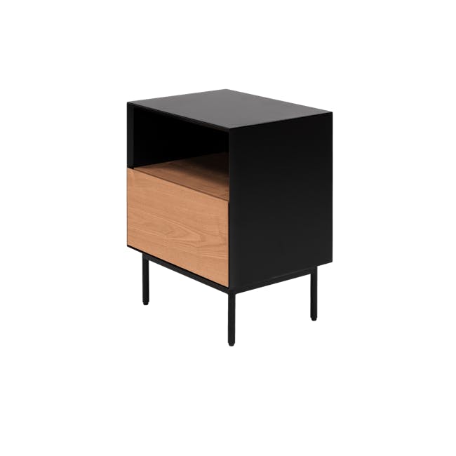 Lewis Bedside Table - Black, Oak - 0