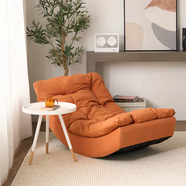 Luna Rocking Lounge Chair - Rust Orange - 3
