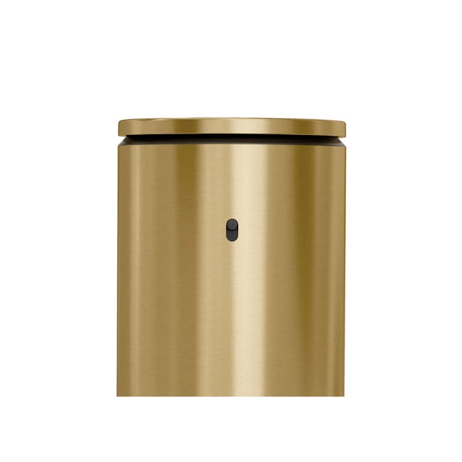 simplehuman 14oz Sensor Pump - Brass - 3 - Gold metallic cylindrical device, sleek and modern design, matte finish