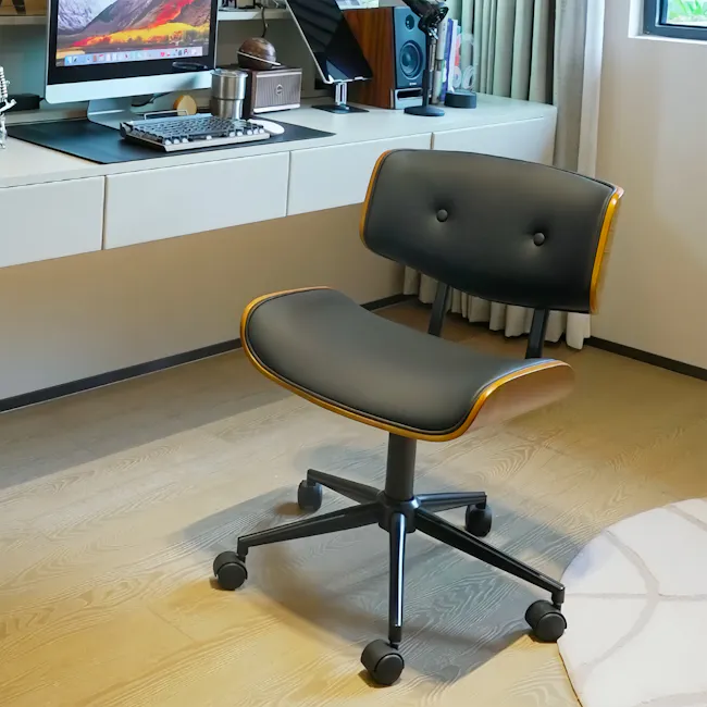 Edson Mid Back Office Chair - Black (Faux Leather) - 6
