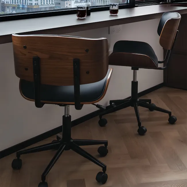 Edson Mid Back Office Chair - Black (Faux Leather) - 7