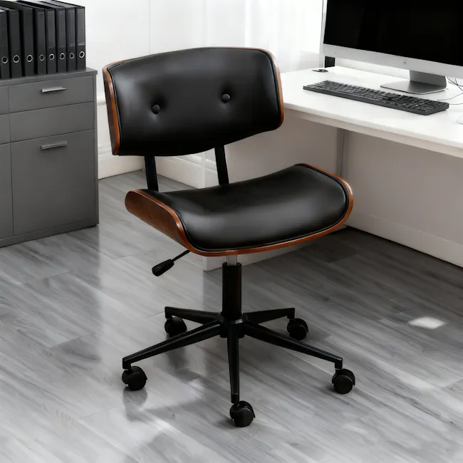 Edson Mid Back Office Chair - Black (Faux Leather) - 5
