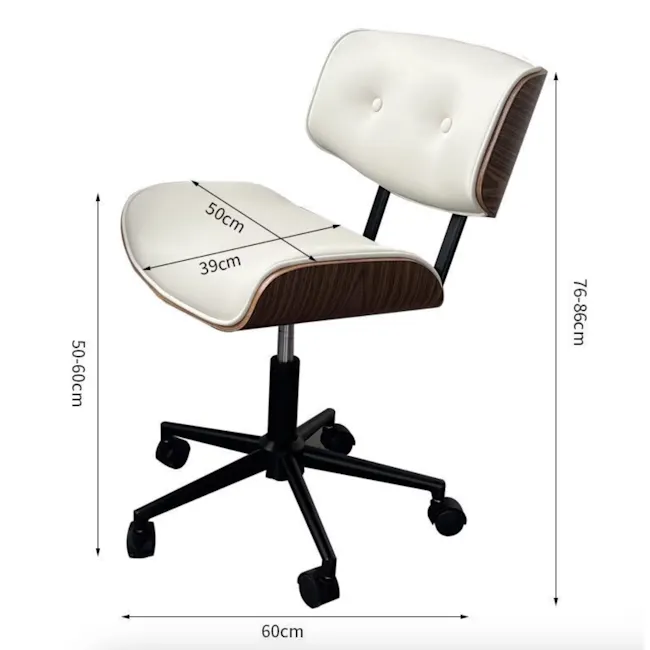 Edson Mid Back Office Chair - Black (Faux Leather) - 11