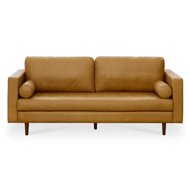 Nolan 3 Seater Sofa - Saddle Tan (Premium Aniline Leather) - 1 - Leather sofa, brown upholstery, modern design, comfortable