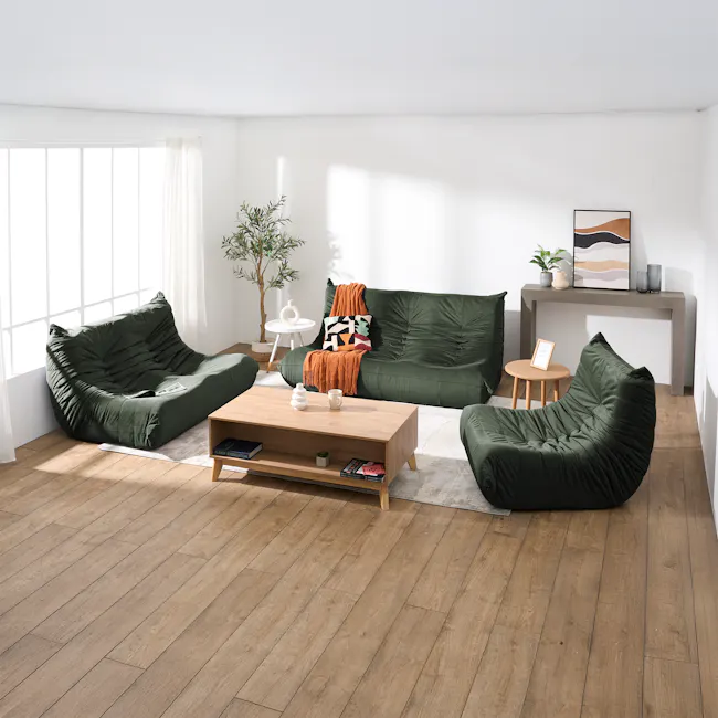 Hayward 1 Seater Low Sofa - Moss Green (Velvet) - 3