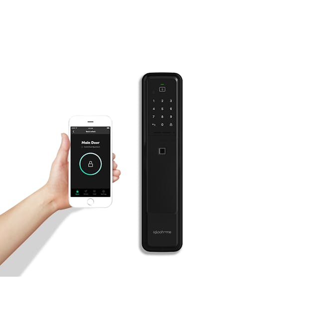 igloohome Push-Pull Mortise - Black - 16 - Smart Lock, Door Access, Unlocking, Digital Key, Basic Unlock, Handheld Device