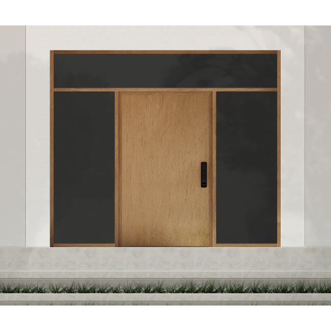 igloohome Push-Pull Mortise - Black - 5 - Wooden door frame, minimalist design, modern architecture, white wall, textured