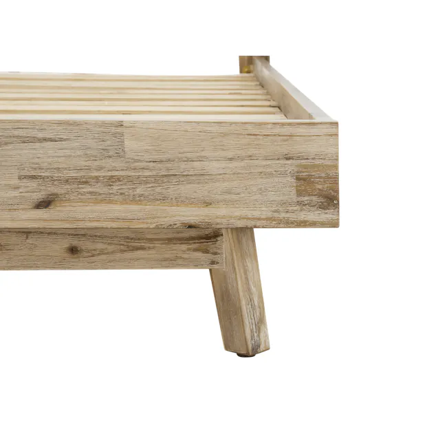 Leland Queen Bed - 10 - Wooden table with visible grain and texture, natural wood finish, rustic design, unfinished look