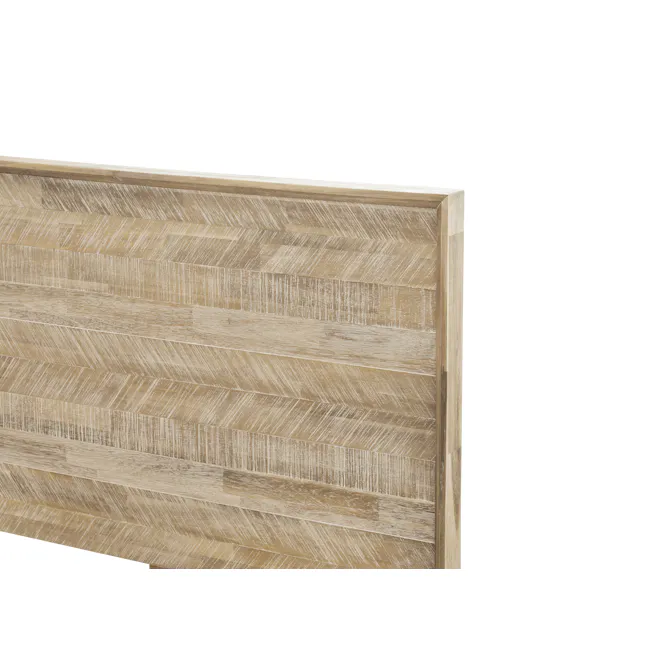 Leland Queen Bed - 9 - Wooden panel, textured surface, natural wood grain, horizontal stripes, beige color, architectural