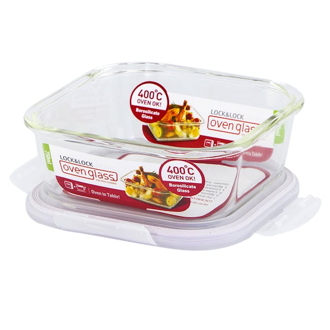 LocknLock Euro Square Oven Glass Food Container (3 Sizes) - 3