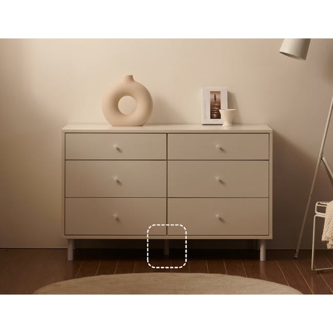 (As-is) Lizzy 6 Drawer Chest 1.2m - White - 7