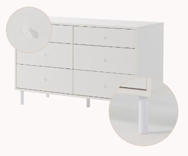 (As-is) Lizzy 6 Drawer Chest 1.2m - White - 9
