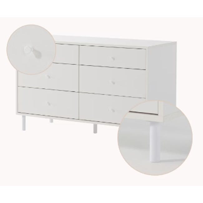 (As-is) Lizzy 6 Drawer Chest 1.2m - White - 9