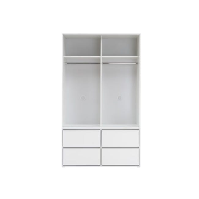 Daphne Sliding Wardrobe 1.2m - White - 2 - White minimalist shelving unit, empty compartments, clean design, modern storage