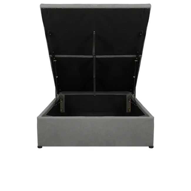 Arthur Single Storage Bed - Urban Grey (Fabric) - 2 - Gray music case with black interior, open lid, black straps, metal