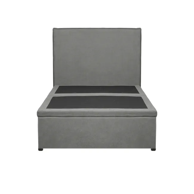 Arthur Single Storage Bed - Urban Grey (Fabric) - 3 - Grey upholstered sofa with black accents, minimalist design