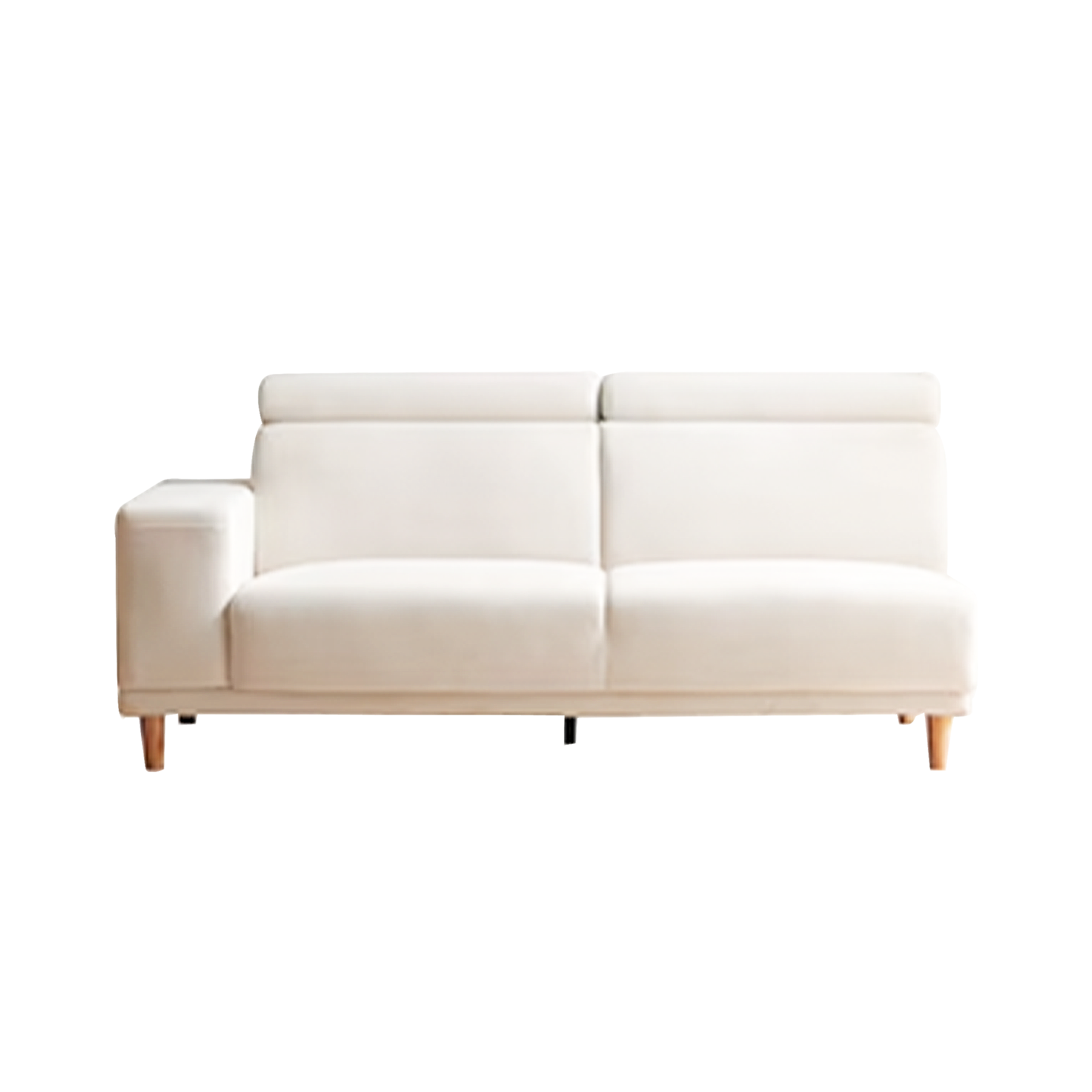 Melysa 3 Seater Left Arm Chaise Sofa with Adjustable Headrest - Ivory (Eco Clean Fabric)