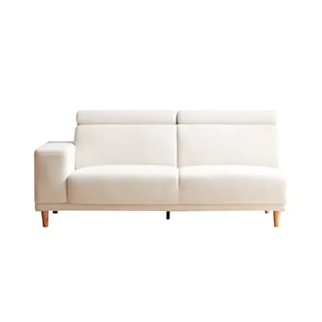 Melysa 3 Seater Left Arm Chaise Sofa with Adjustable Headrest - Ivory (Eco Clean Fabric) - 1