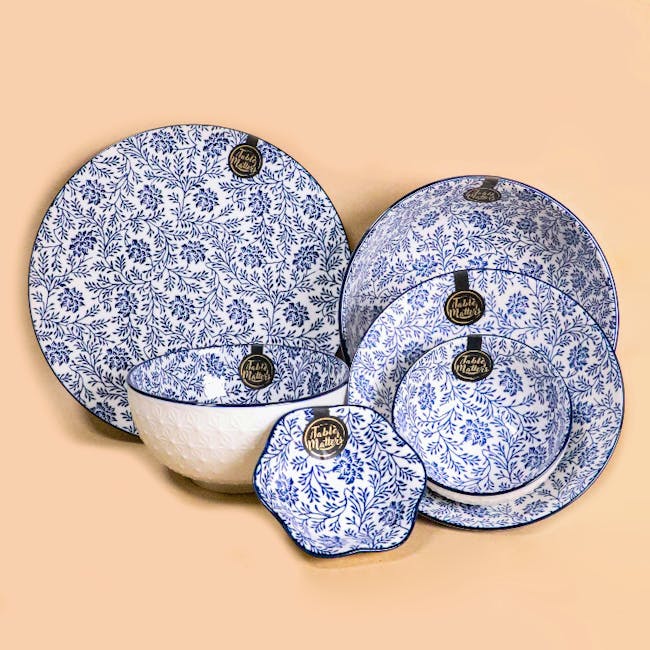 Table Matters Floral Blue Ramen Bowl (2 Sizes) - 5