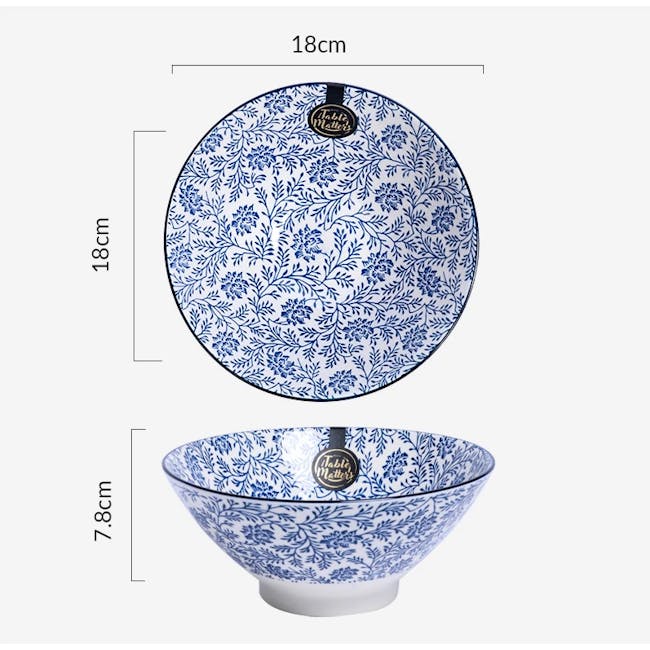 Table Matters Floral Blue Ramen Bowl (2 Sizes) - 2