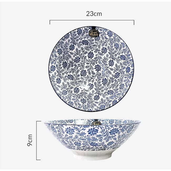 Table Matters Floral Blue Ramen Bowl (2 Sizes) - 3
