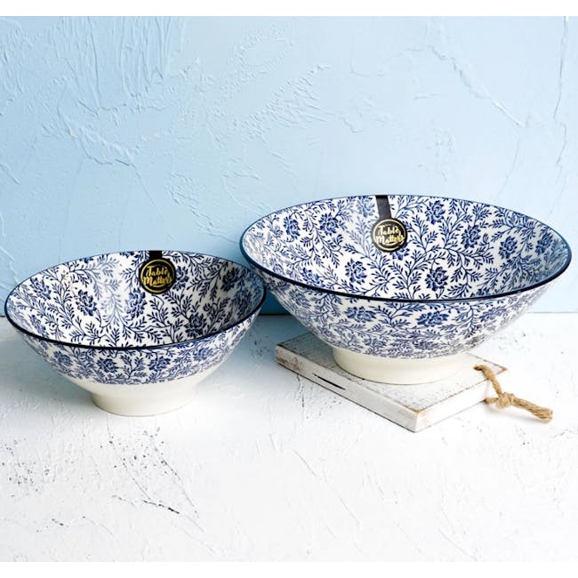 Table Matters Floral Blue Ramen Bowl (2 Sizes) - 1