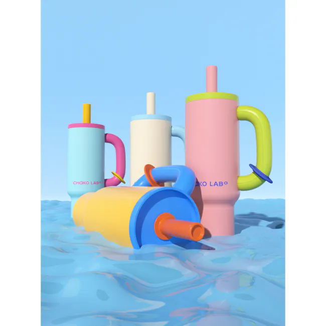 CHAKOLAB BAWANG Thermal Cup 1050ml - Pink Green - 9 - 3D water toy, colorful plastic, playful design, floating in water