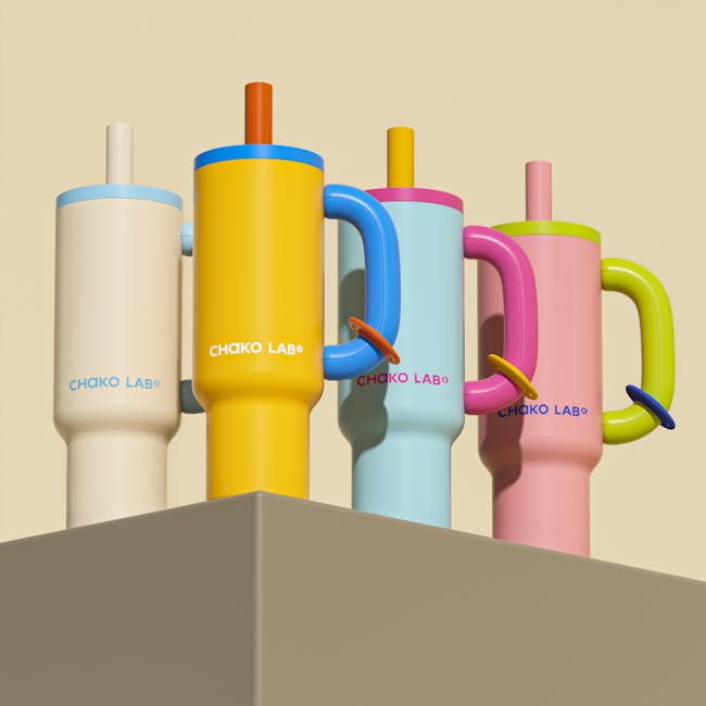 CHAKOLAB BAWANG Thermal Cup 1050ml - Pink Green - 11 - Chako Lab, colorful, playful design, modern aesthetic, abstract art