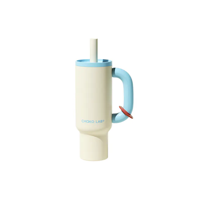 CHAKOLAB BAWANG Thermal Cup 1050ml - Pink Green - 4 - Chako Lab, minimalist design, pastel color palette, ergonomic handle