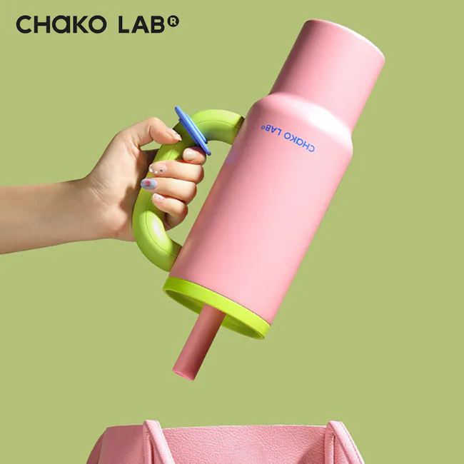 CHAKOLAB BAWANG Thermal Cup 1050ml - Pink Green - 7 - Chako Lab, eco-friendly, compact, portable, silicone, ergonomic