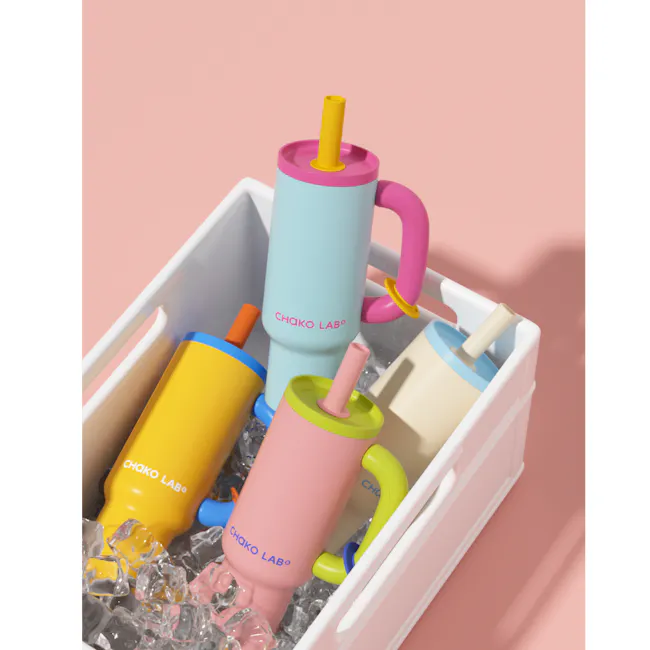 CHAKOLAB BAWANG Thermal Cup 1050ml - Pink Green - 10 - Chako Lab, colorful water bottles, ice bucket, playful design, pastel
