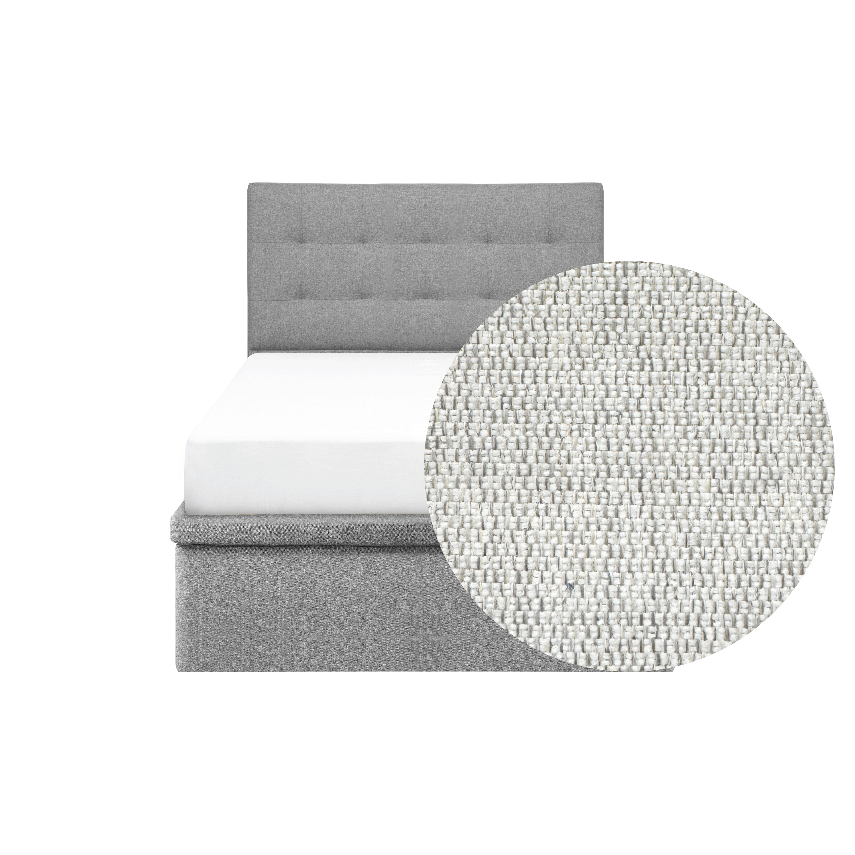 ESSENTIALS Single Headboard Storage Bed - Dew (Eco Clean Fabric)