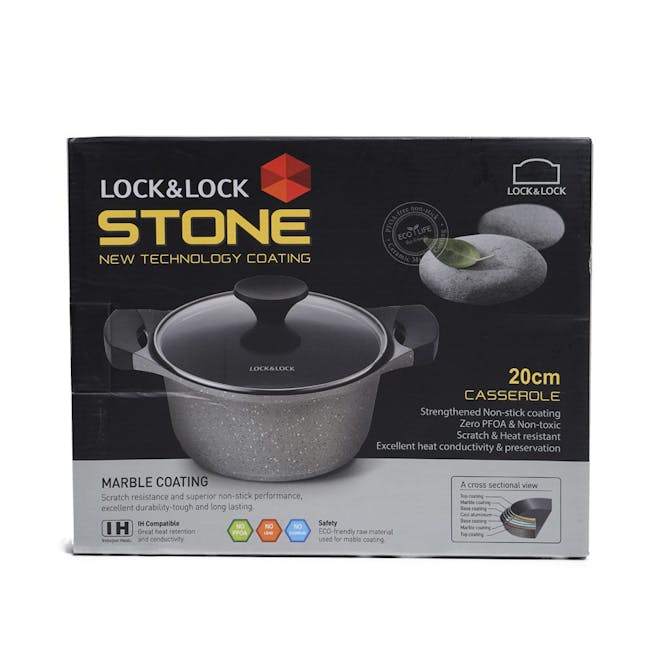 LocknLock Stone Marble Casting Non-Stick Casserole with Lid (2 Sizes) - 3