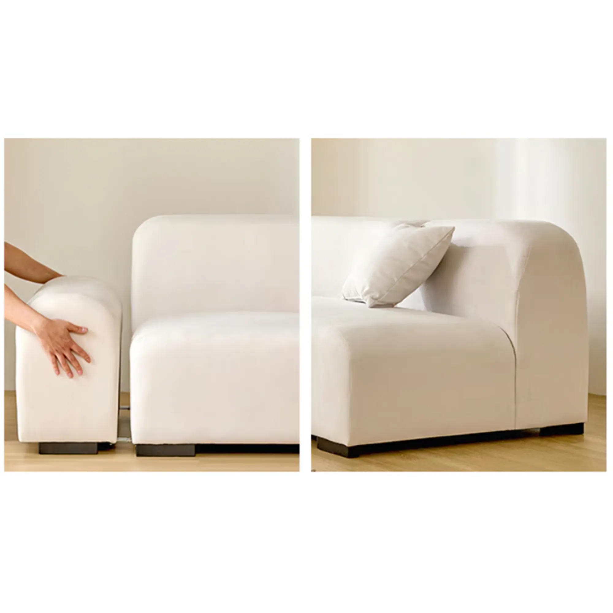 Sono 3 Seater Sofa - Ivory (Pet Friendly) - 11 - Sleek and modern design with smooth curves, Comfortable seating with soft