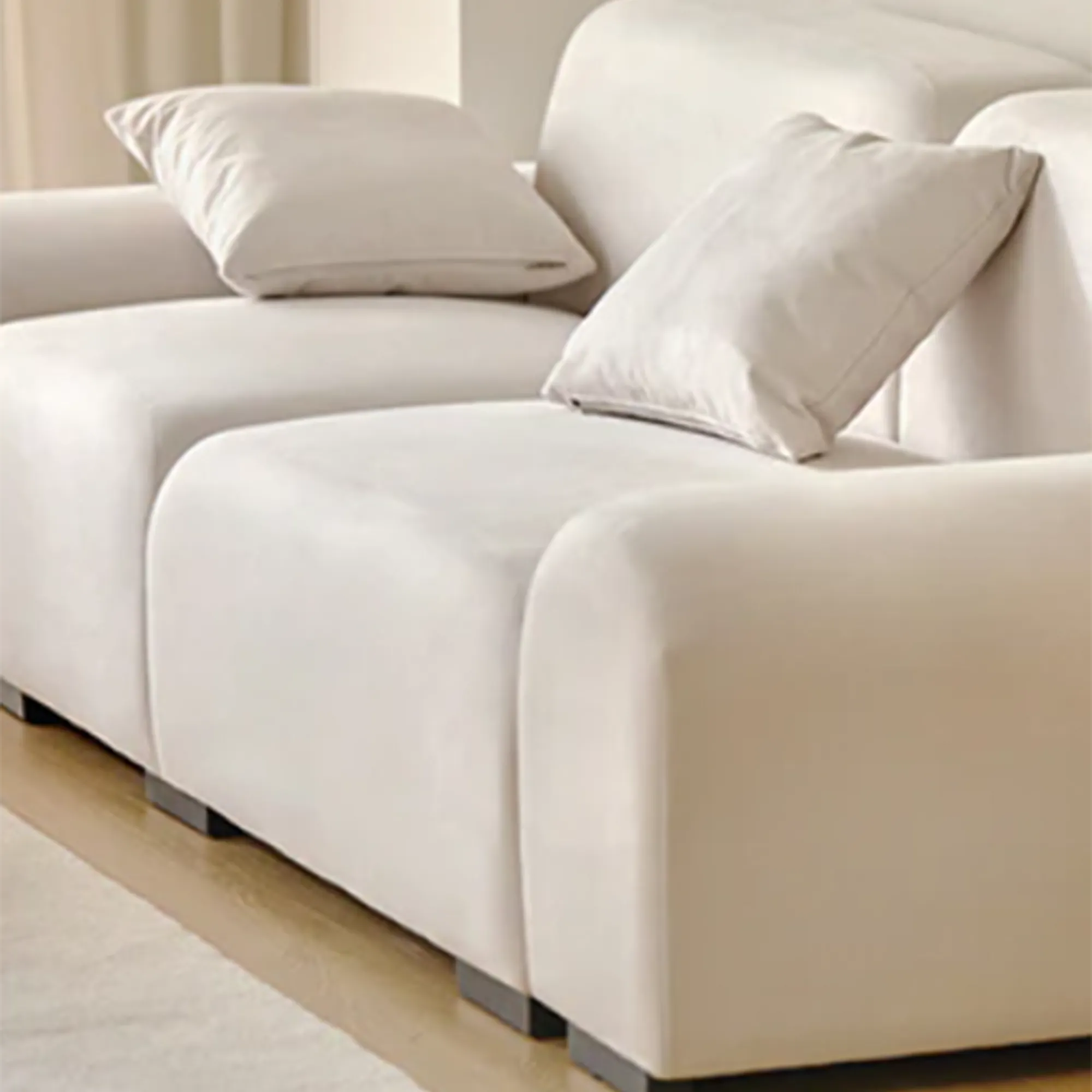 Sono 3 Seater Sofa - Ivory (Pet Friendly) - 16 - White sofa, minimalist design, modern decor, soft cushions, cozy seating