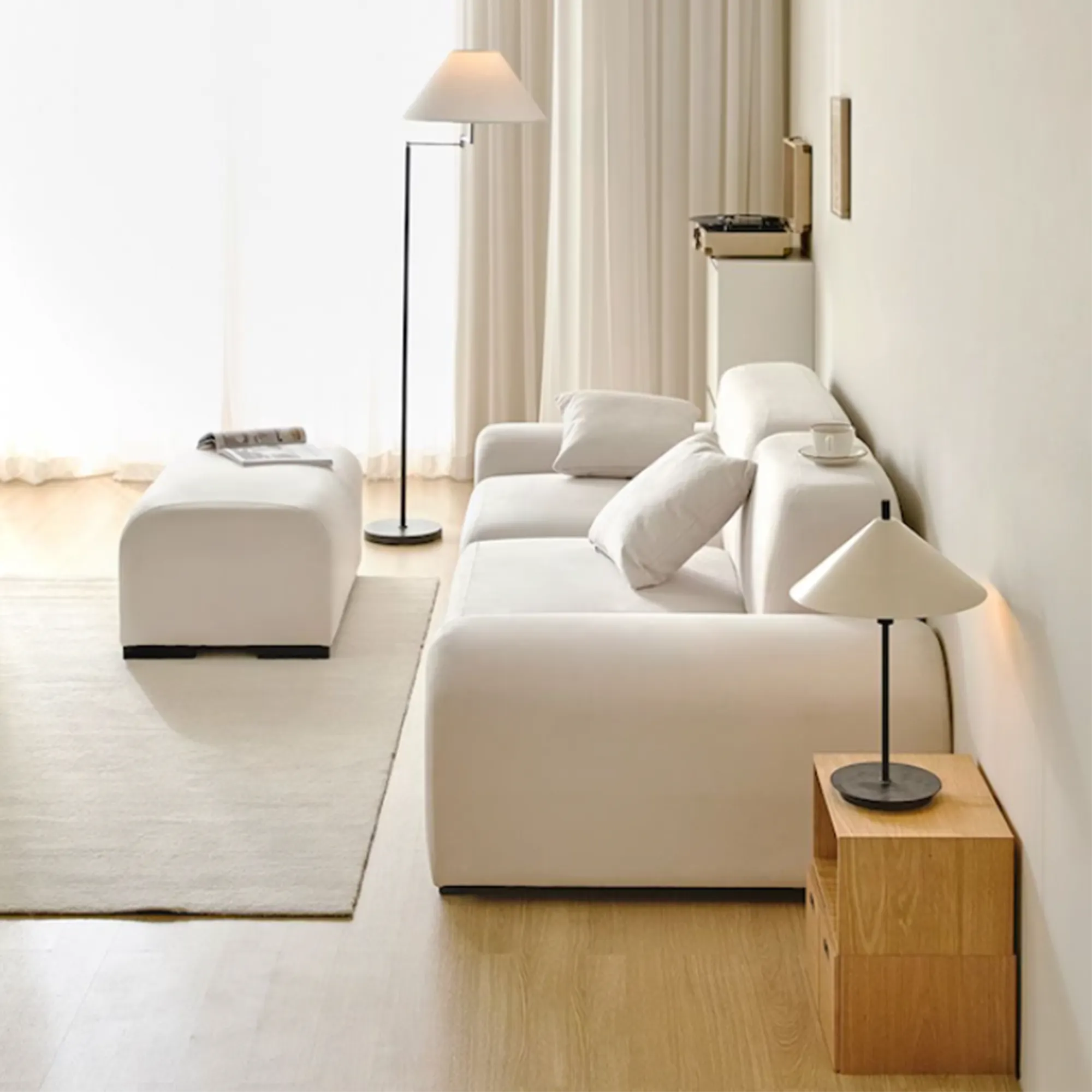 Sono 3 Seater Sofa - Ivory (Pet Friendly) - 9 - Minimalist living room, modern furniture, white sectional sofa, soft